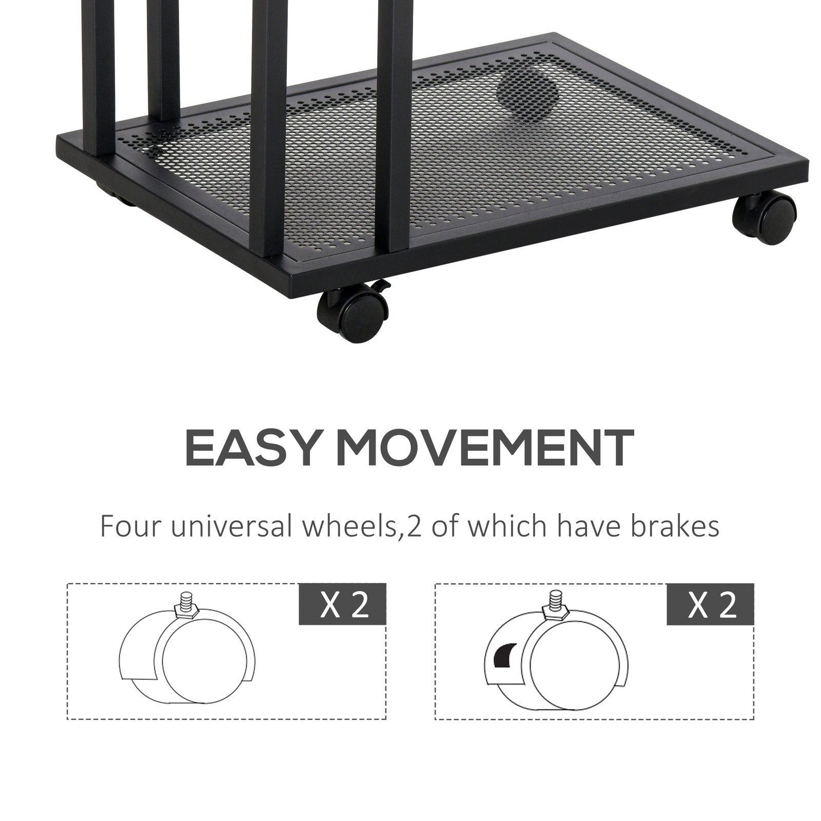 Mobile Sofa Side End Coffee C Table Laptop Stand Rolling Castors Storage Trolly