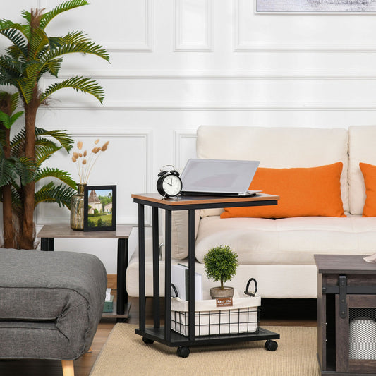 Mobile Sofa Side End Coffee C Table Laptop Stand Rolling Castors Storage Trolly