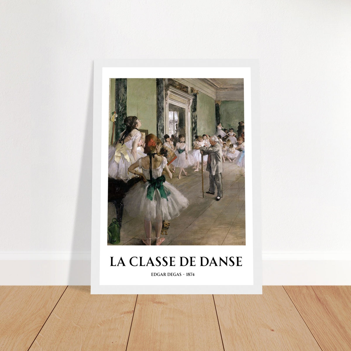 Framed La Classe de Danse ballet art print by Edgar Degas featuring Impressionist dancers in rehearsal scene