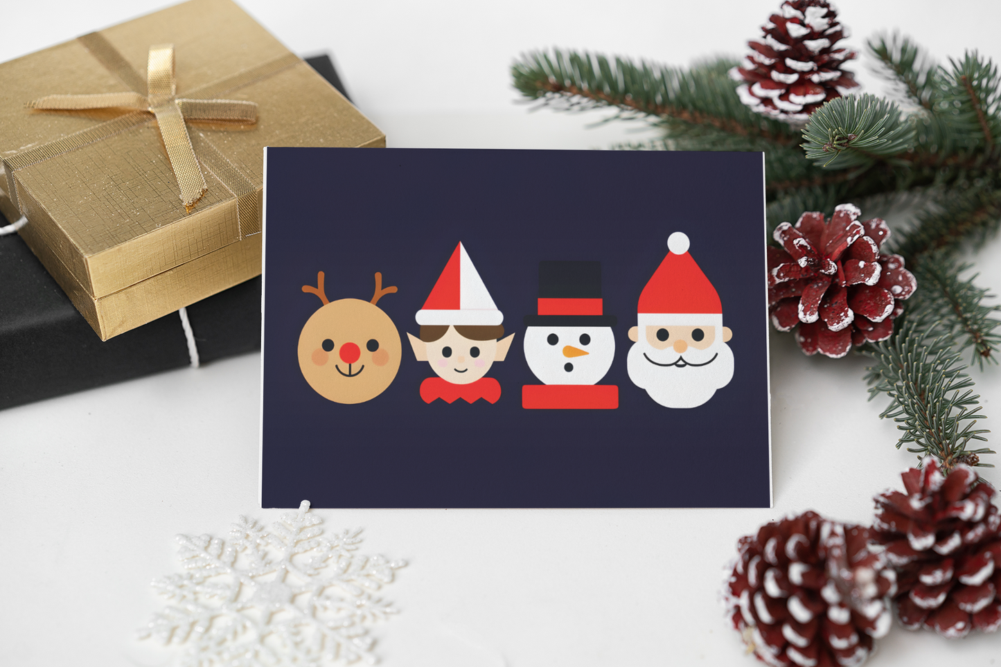 Merry Christmas Greeting Cards – Reindeer, Elf & Snowman Design (10 Pack)