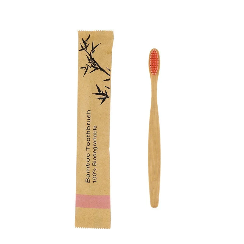 eco bamboo toothbrush set biodegradable soft bristle 10pcs