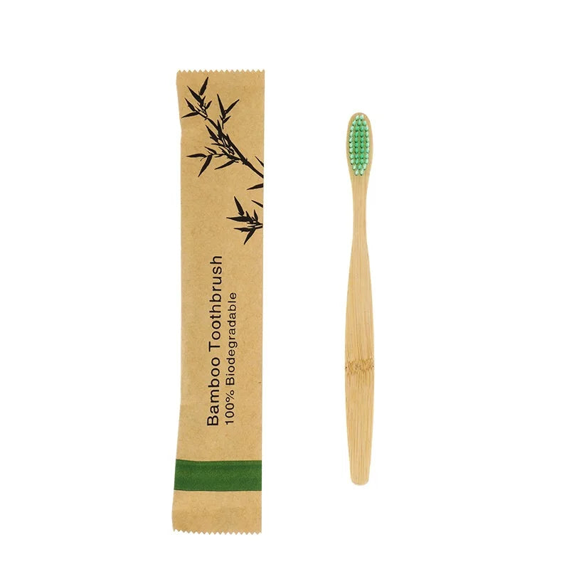 eco bamboo toothbrush set biodegradable soft bristle 10pcs
