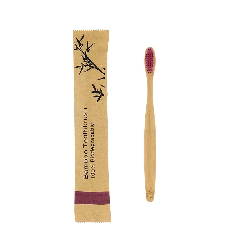 eco bamboo toothbrush set biodegradable soft bristle 10pcs