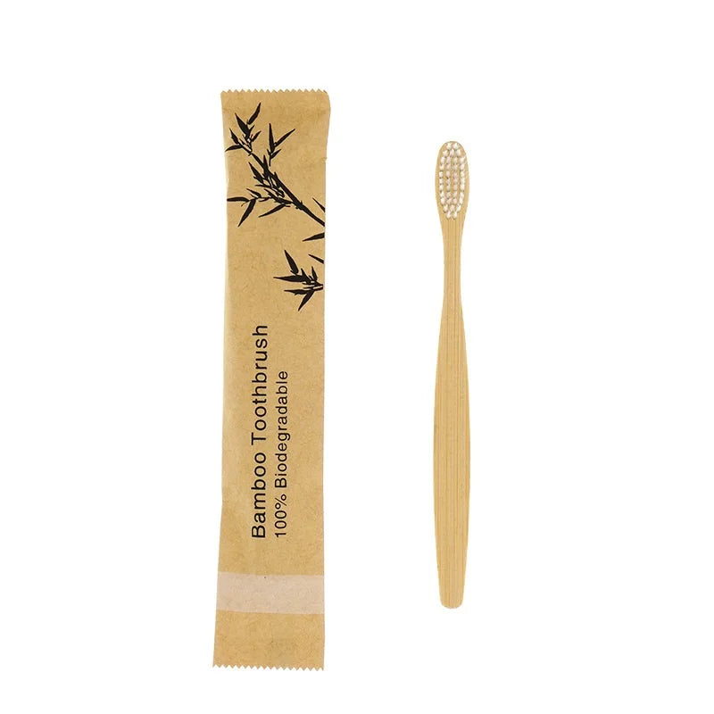 eco bamboo toothbrush set biodegradable soft bristle 10pcs