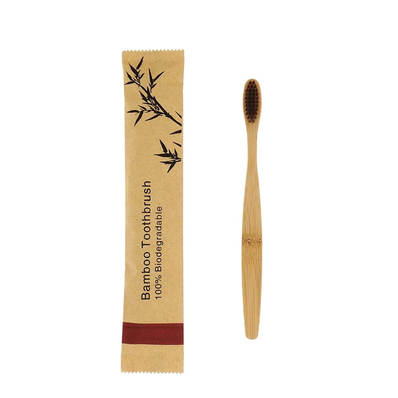 eco bamboo toothbrush set biodegradable soft bristle 10pcs