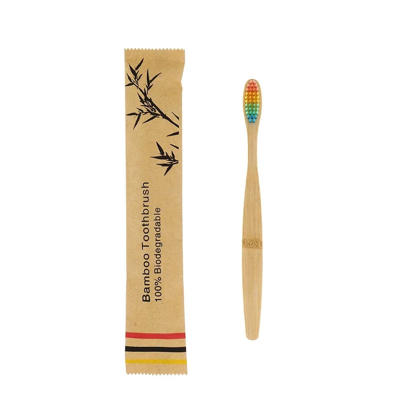 eco bamboo toothbrush set biodegradable soft bristle 10pcs