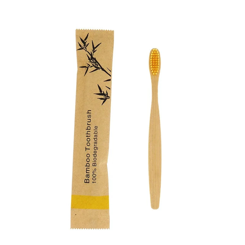 eco bamboo toothbrush set biodegradable soft bristle 10pcs
