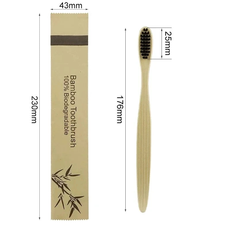 eco bamboo toothbrush set biodegradable soft bristle 10pcs
