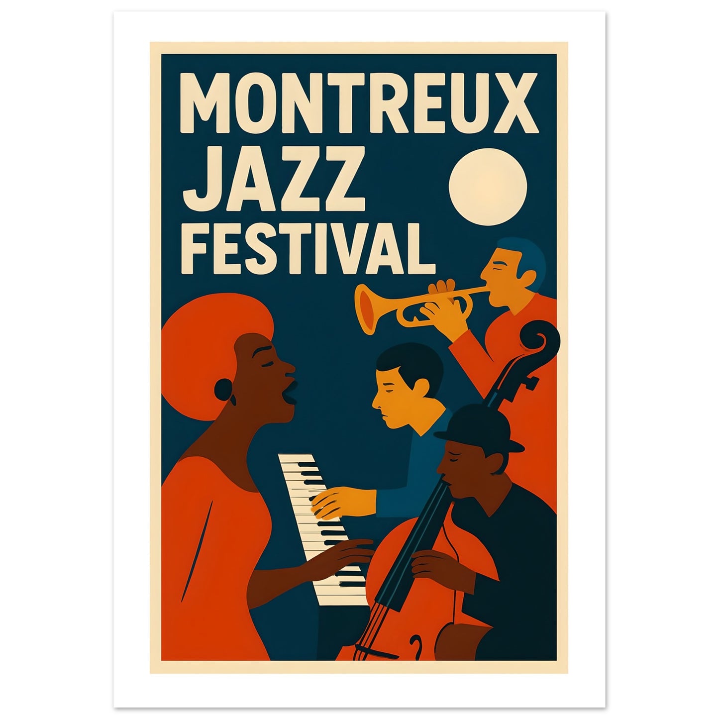 Montreux Jazz Festival Poster – Retro Music Wall Art – Vintage Jazz Print – Bold Mid Century Modern Home Decor for Musicians