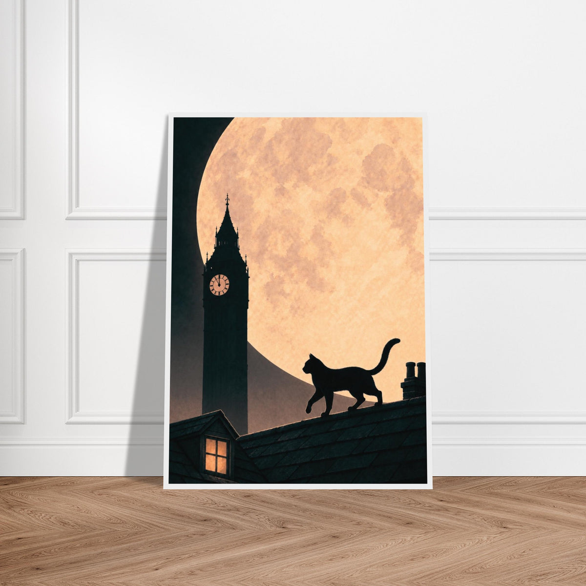 Moonlit cat and Big Ben print