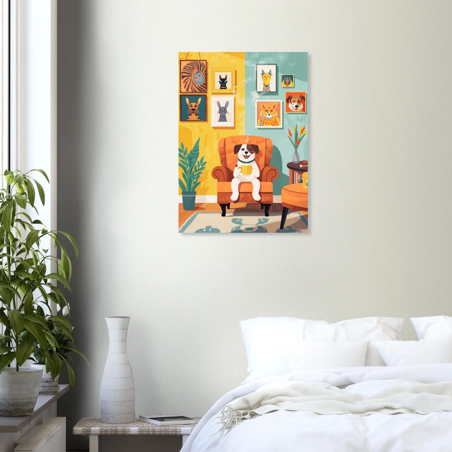 Cozy Dog Living Room Poster – Whimsical Home Decor & Modern Wall Art