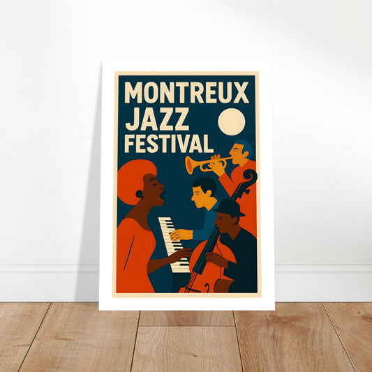 Montreux Jazz Festival Poster – Retro Music Wall Art – Vintage Jazz Print – Bold Mid Century Modern Home Decor for Musicians