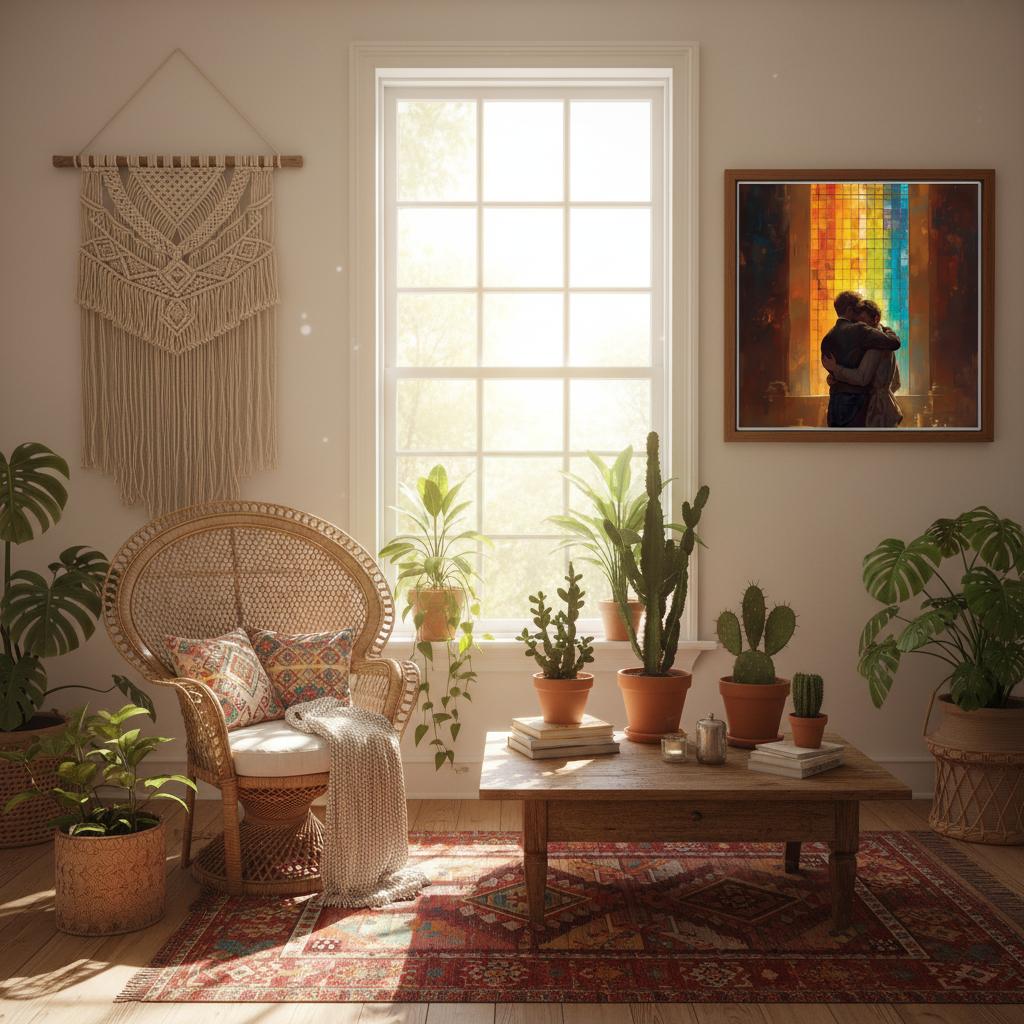 Rainbow Window Poster – Love and Unity Art Print - Vibrant Wall Decor