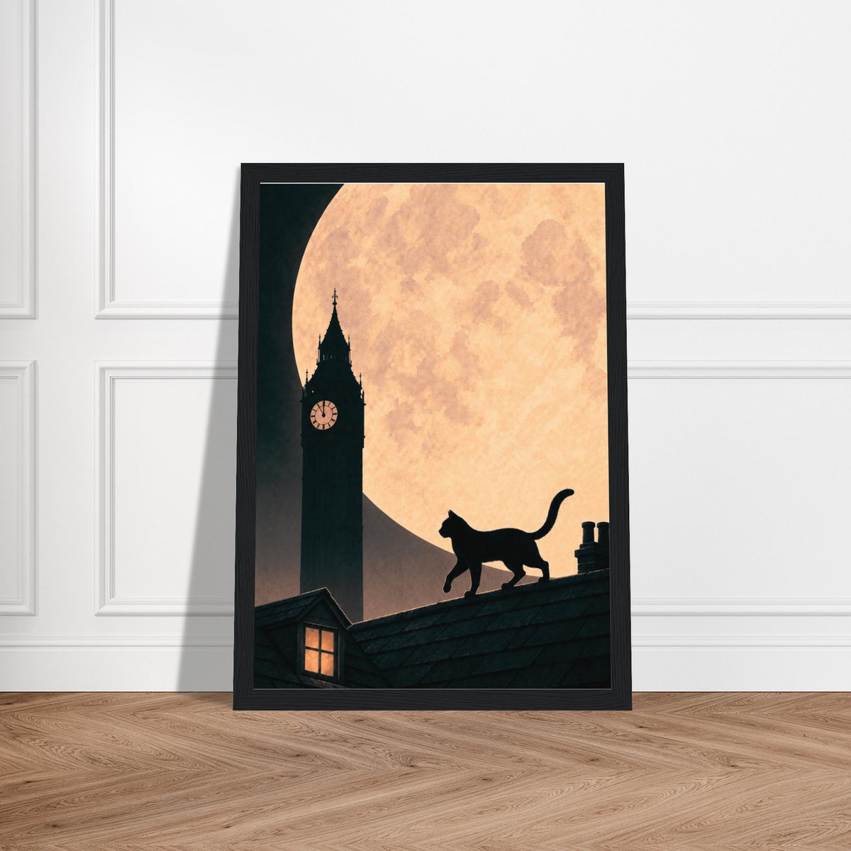 Moonlit cat and Big Ben print