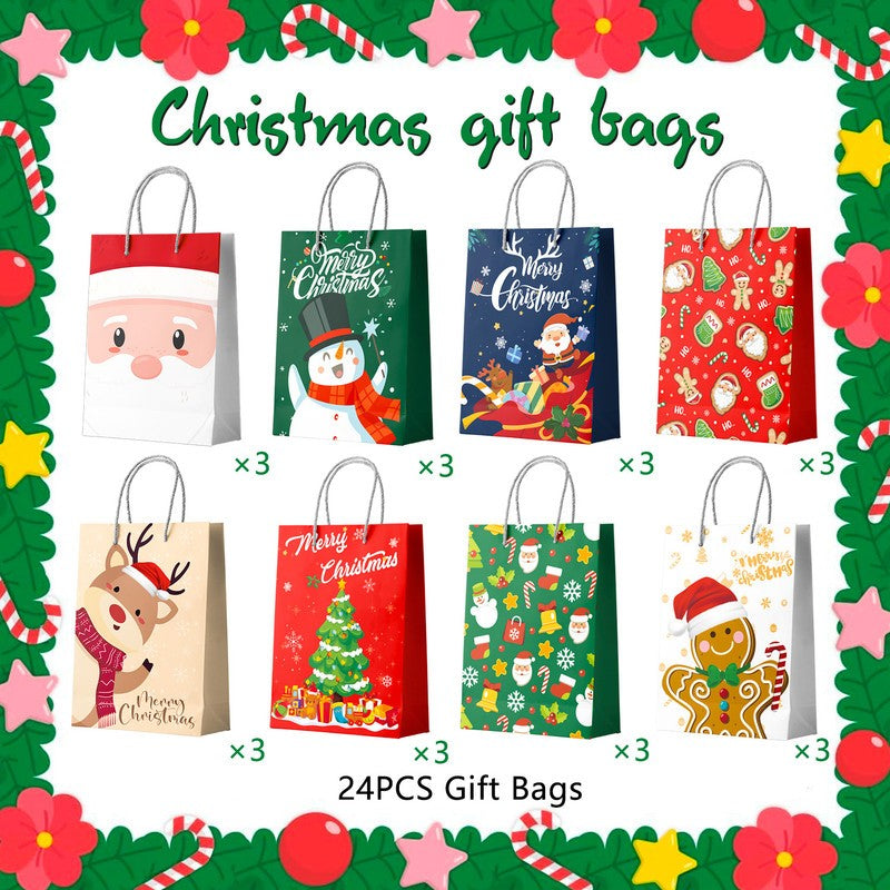 24 Christmas Gift Bags with Handles Kids Novelty Present Paper Party Loot Bag