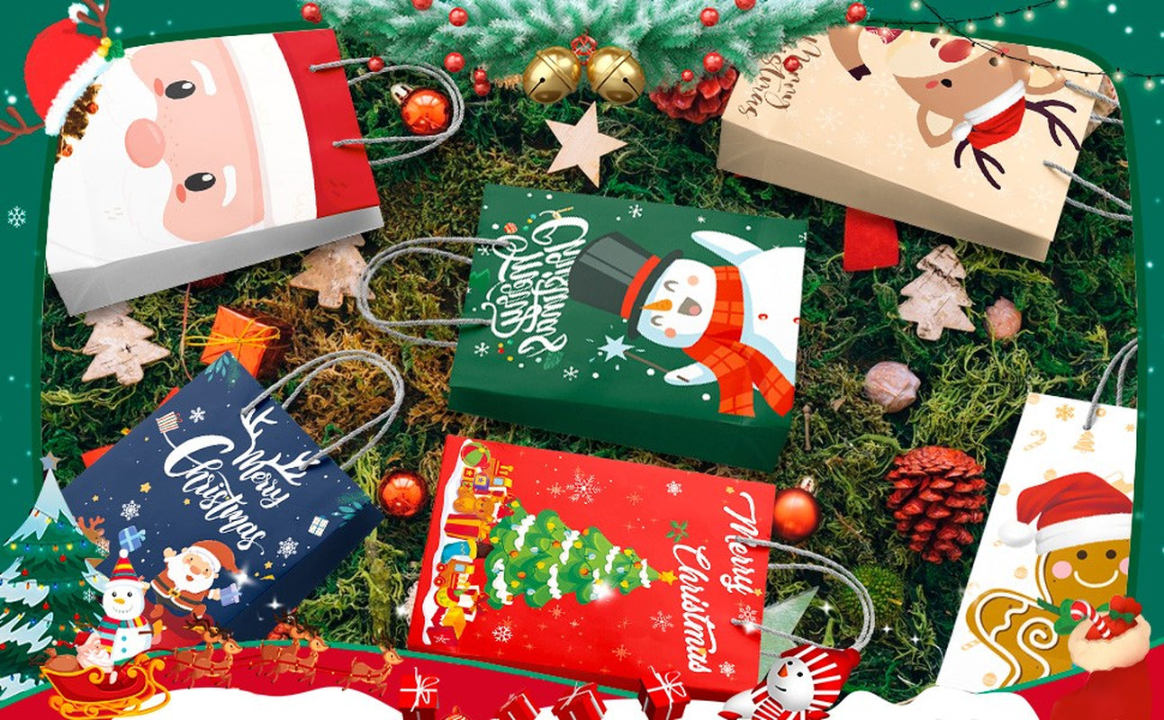 24 Christmas Gift Bags with Handles Kids Novelty Present Paper Party Loot Bag