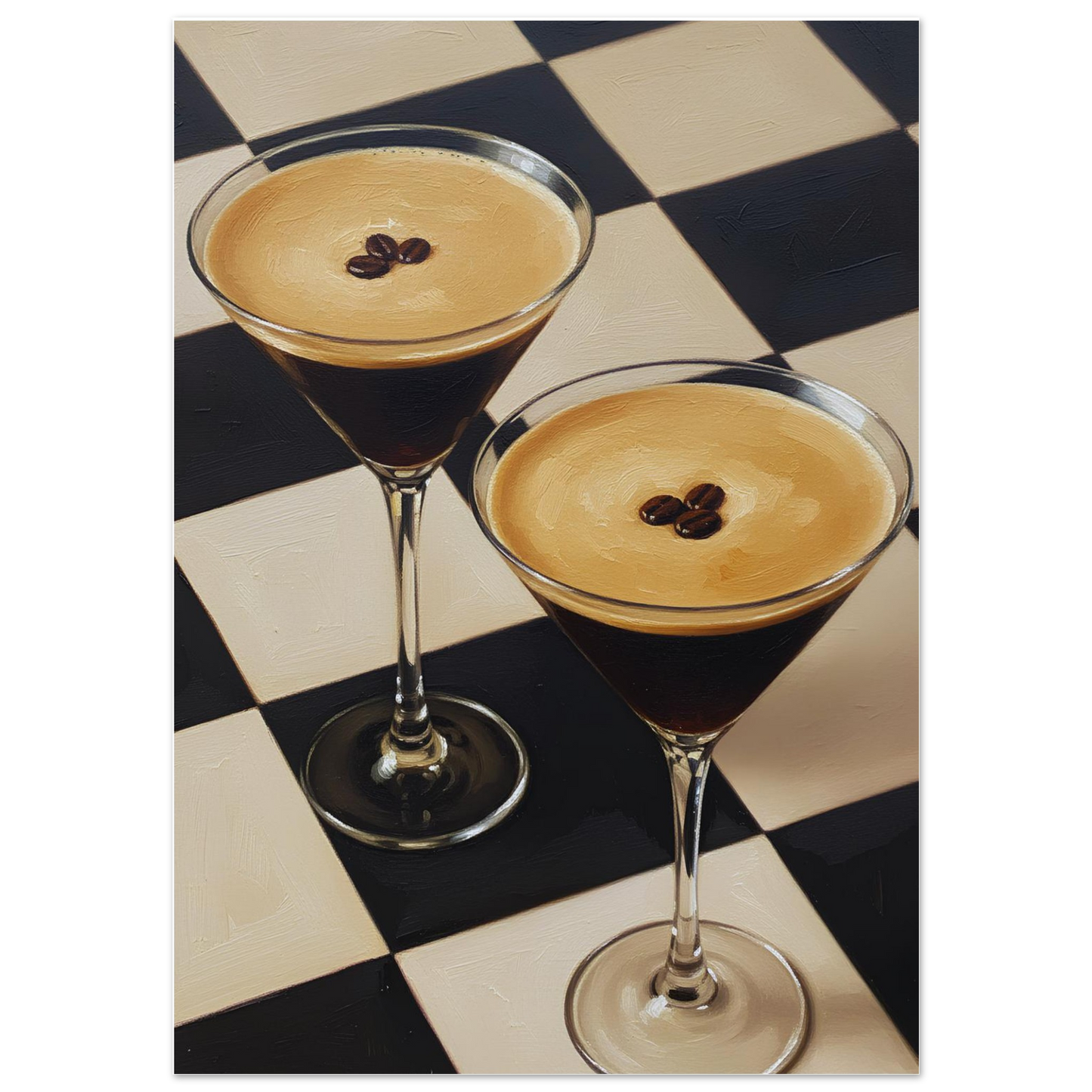 Checkerboard espresso martini print