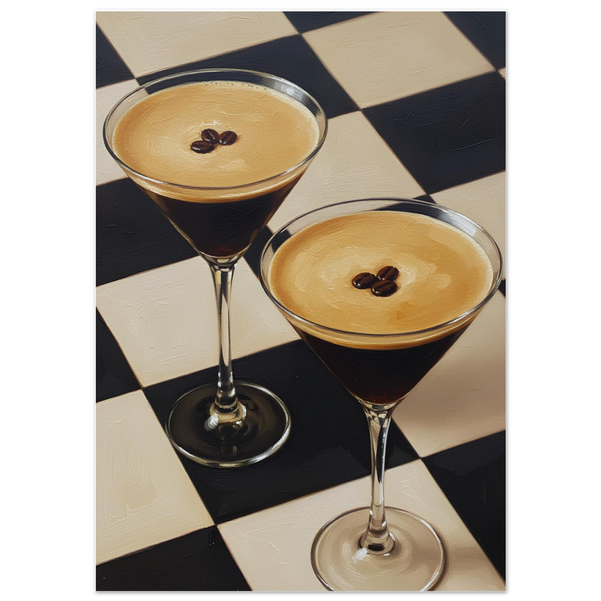 Checkerboard espresso martini print