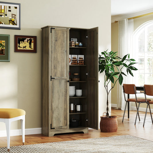 Farmhouse Kitchen Cupboard, Kitchen Cabinet, Grey Wood-Effect