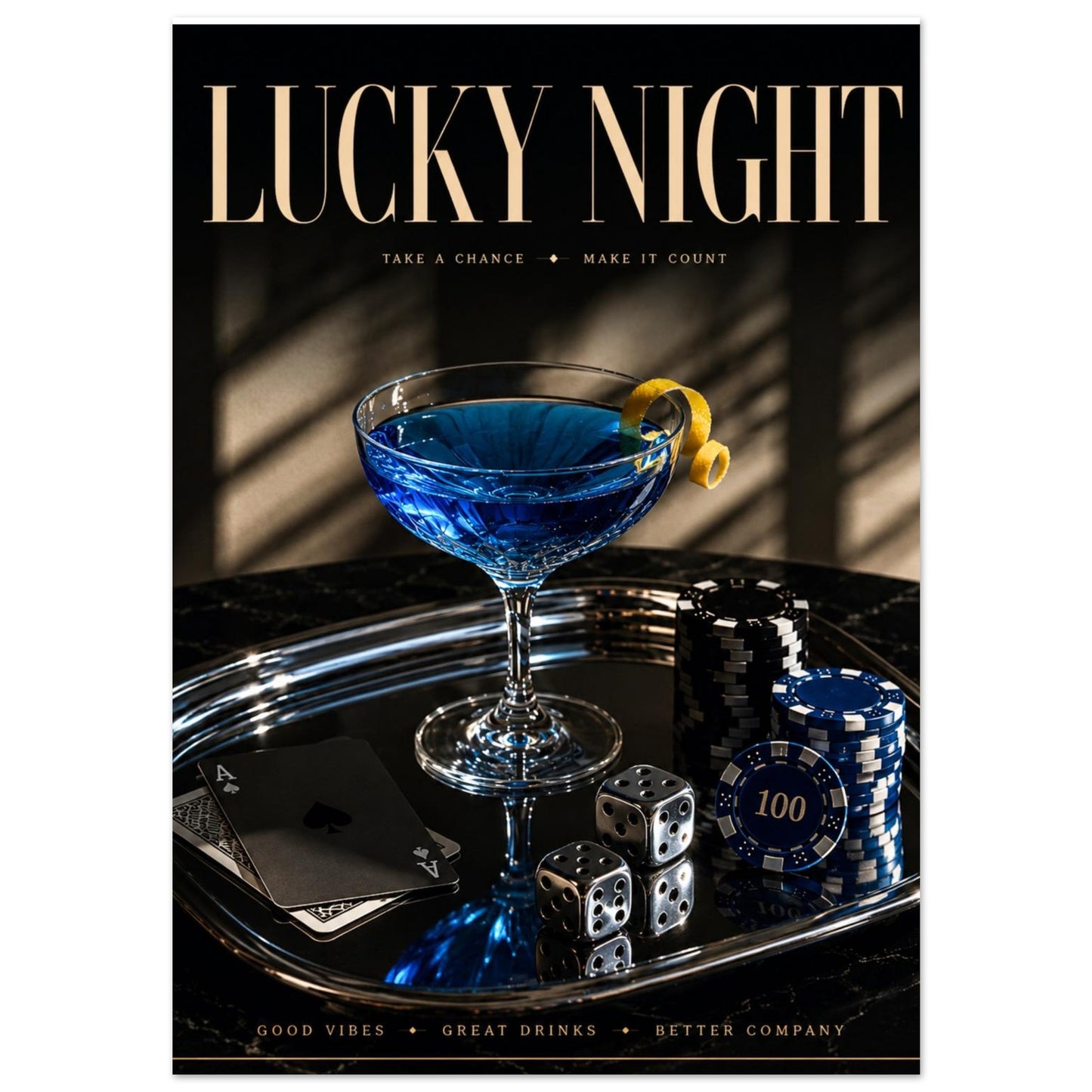 LUCKY NIGHT luxury casino poster 