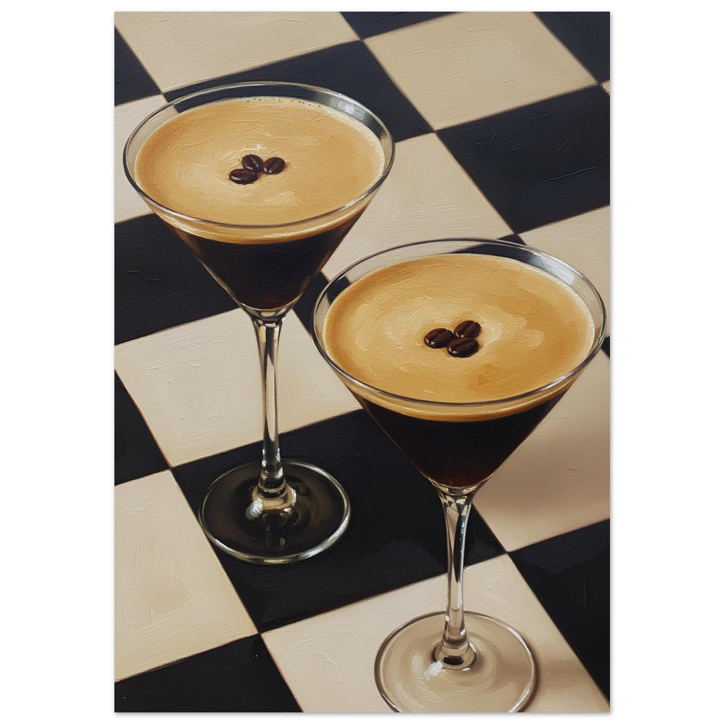 Checkerboard espresso martini print