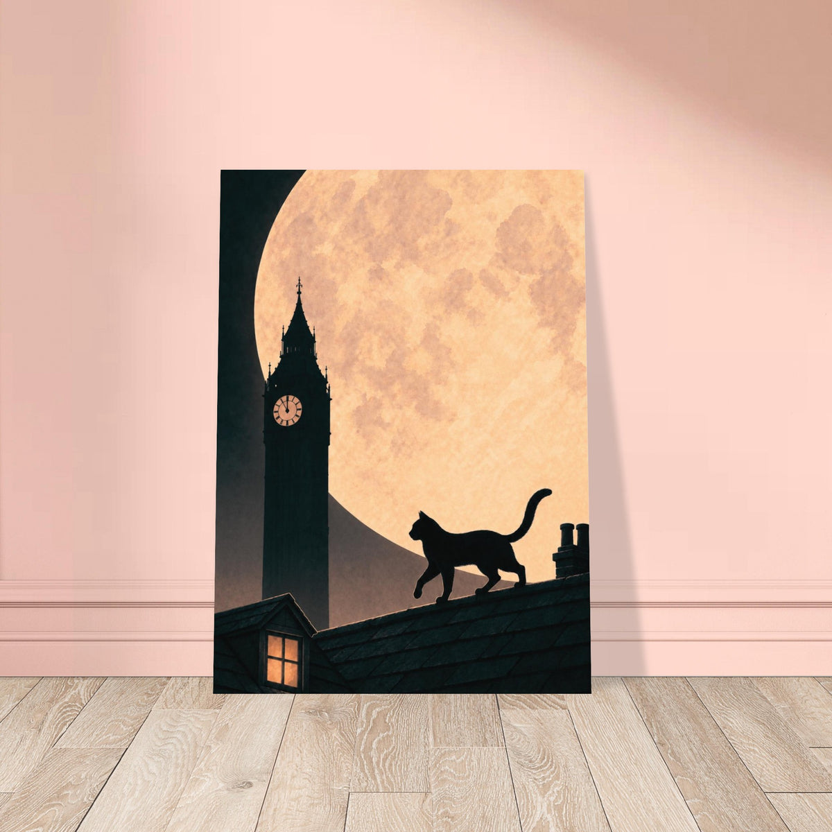 Moonlit cat and Big Ben print