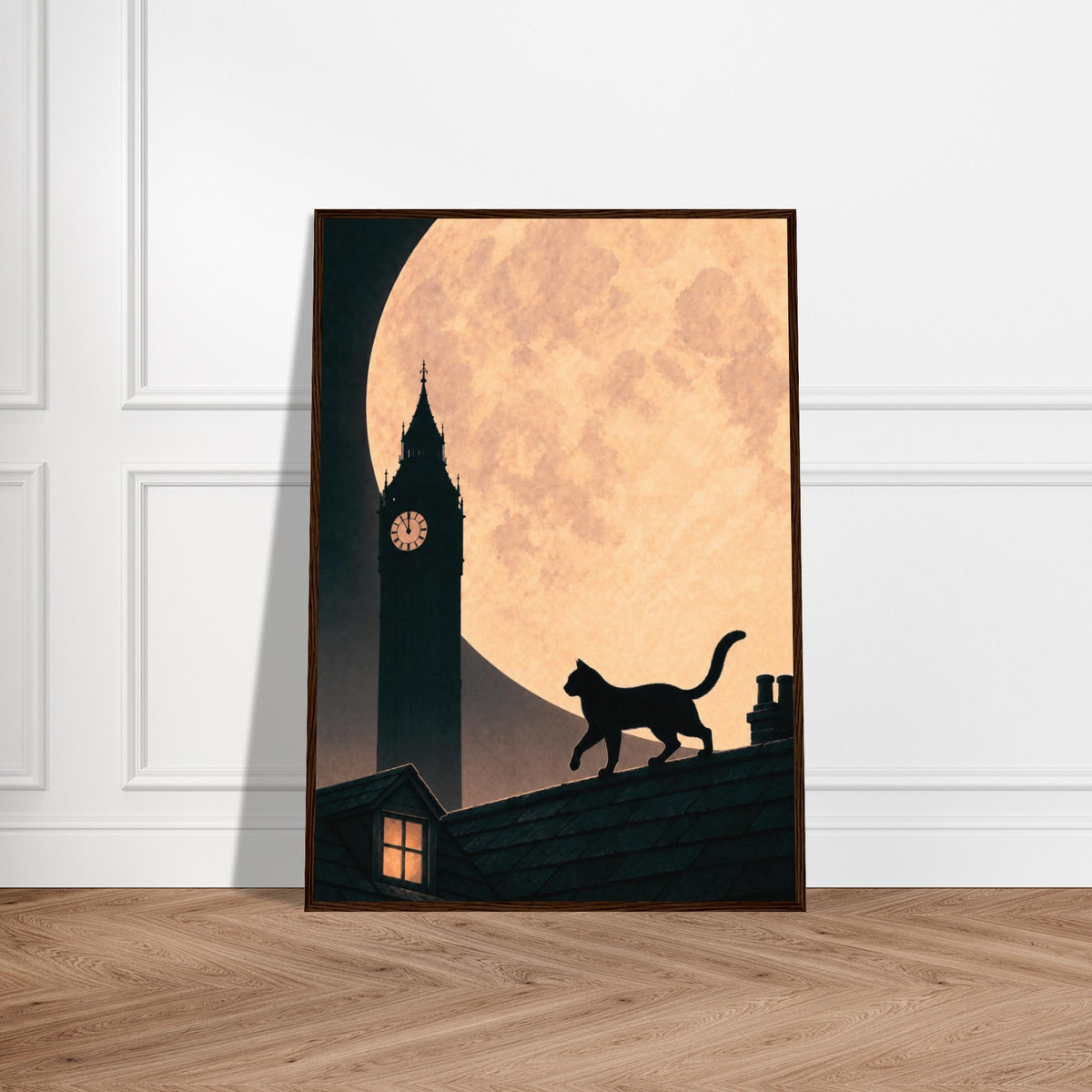 Moonlit cat and Big Ben print