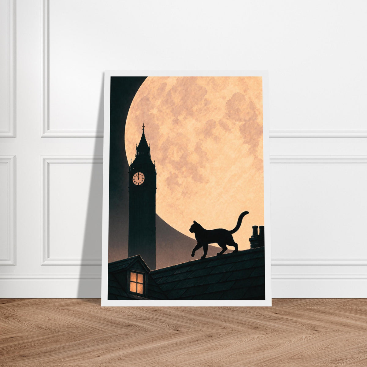 Moonlit cat and Big Ben print