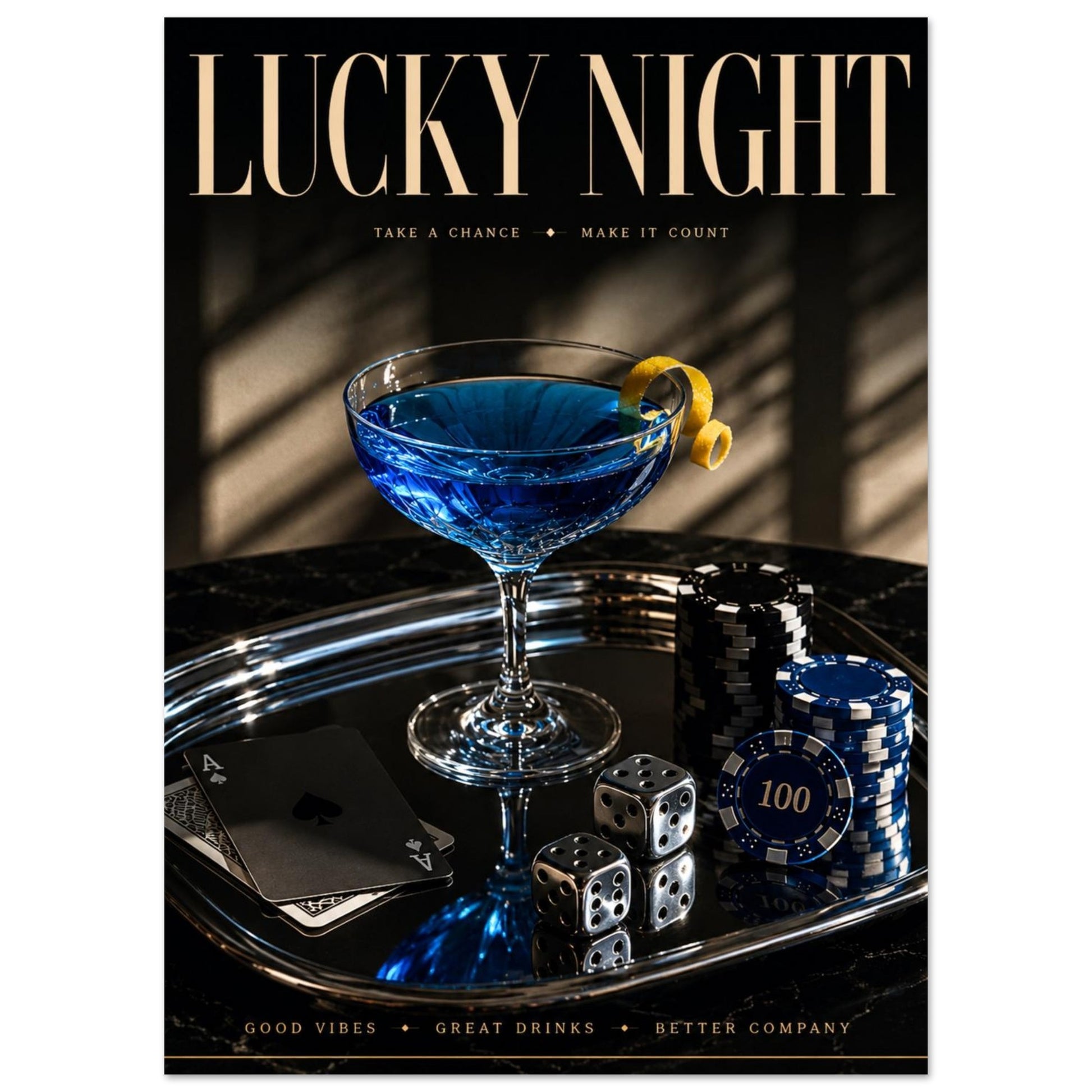 LUCKY NIGHT luxury casino poster 