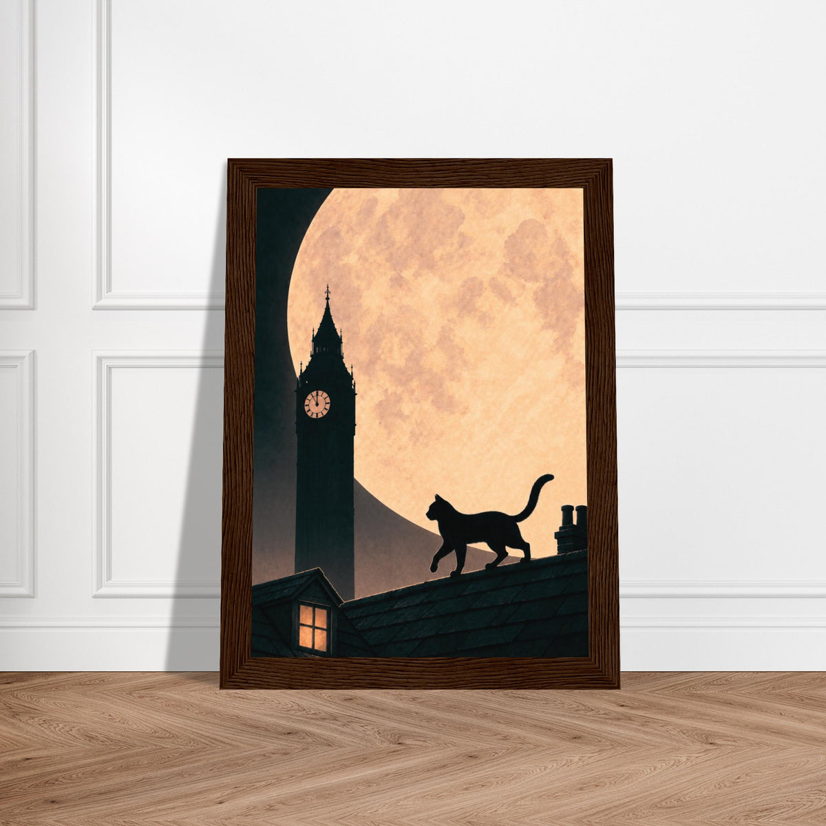 Moonlit cat and Big Ben print