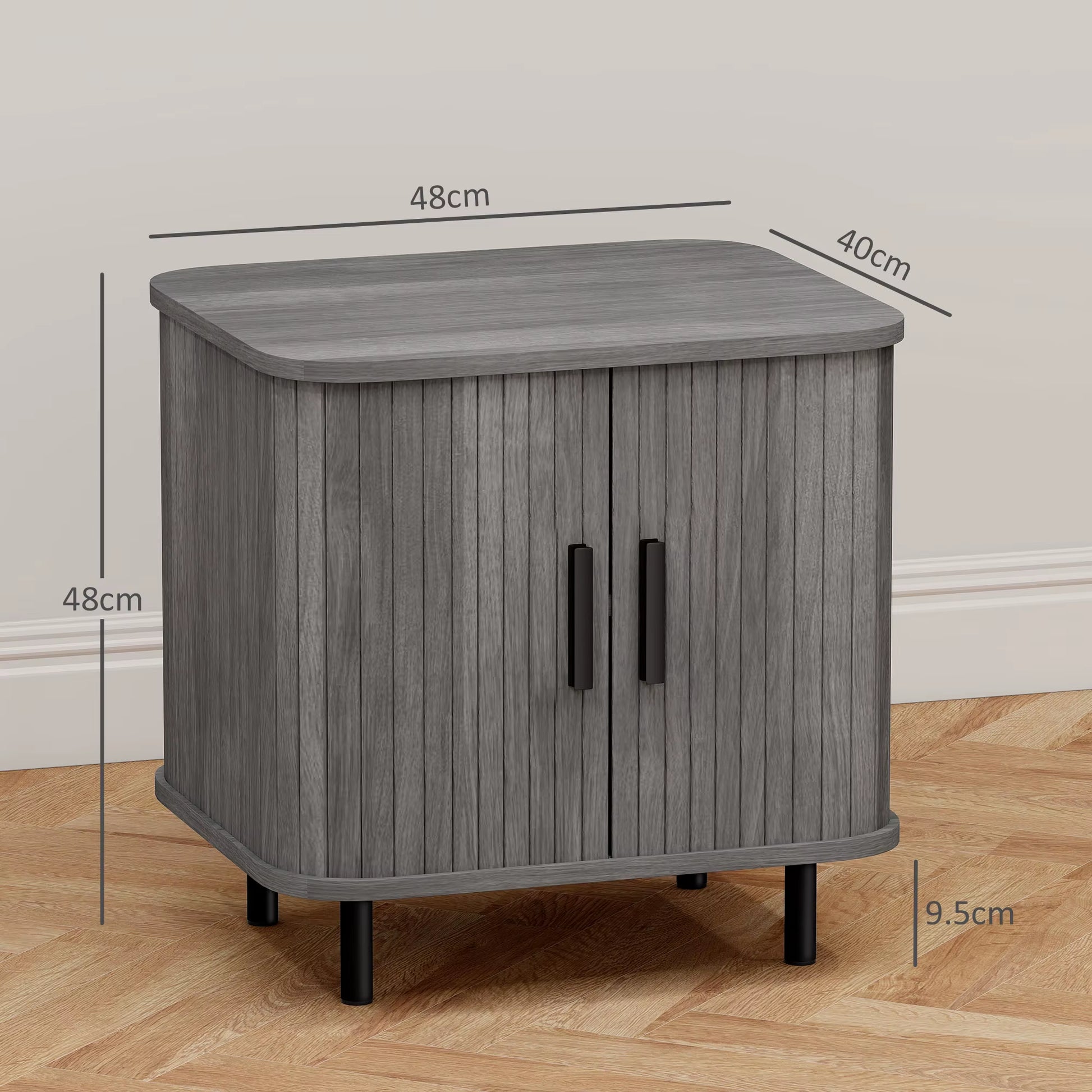 Nightstand with Sliding Doors and Metal Legs