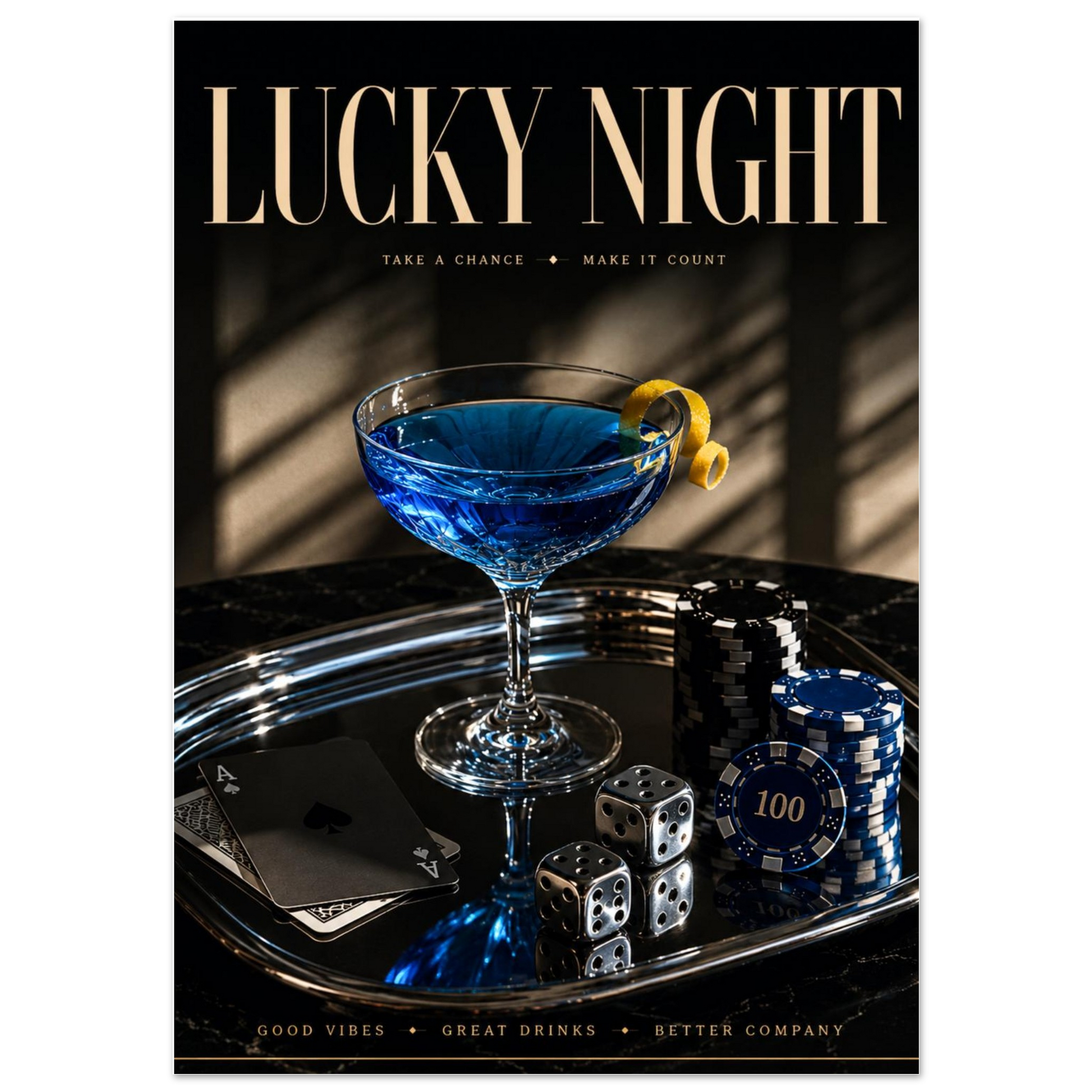 LUCKY NIGHT luxury casino poster 