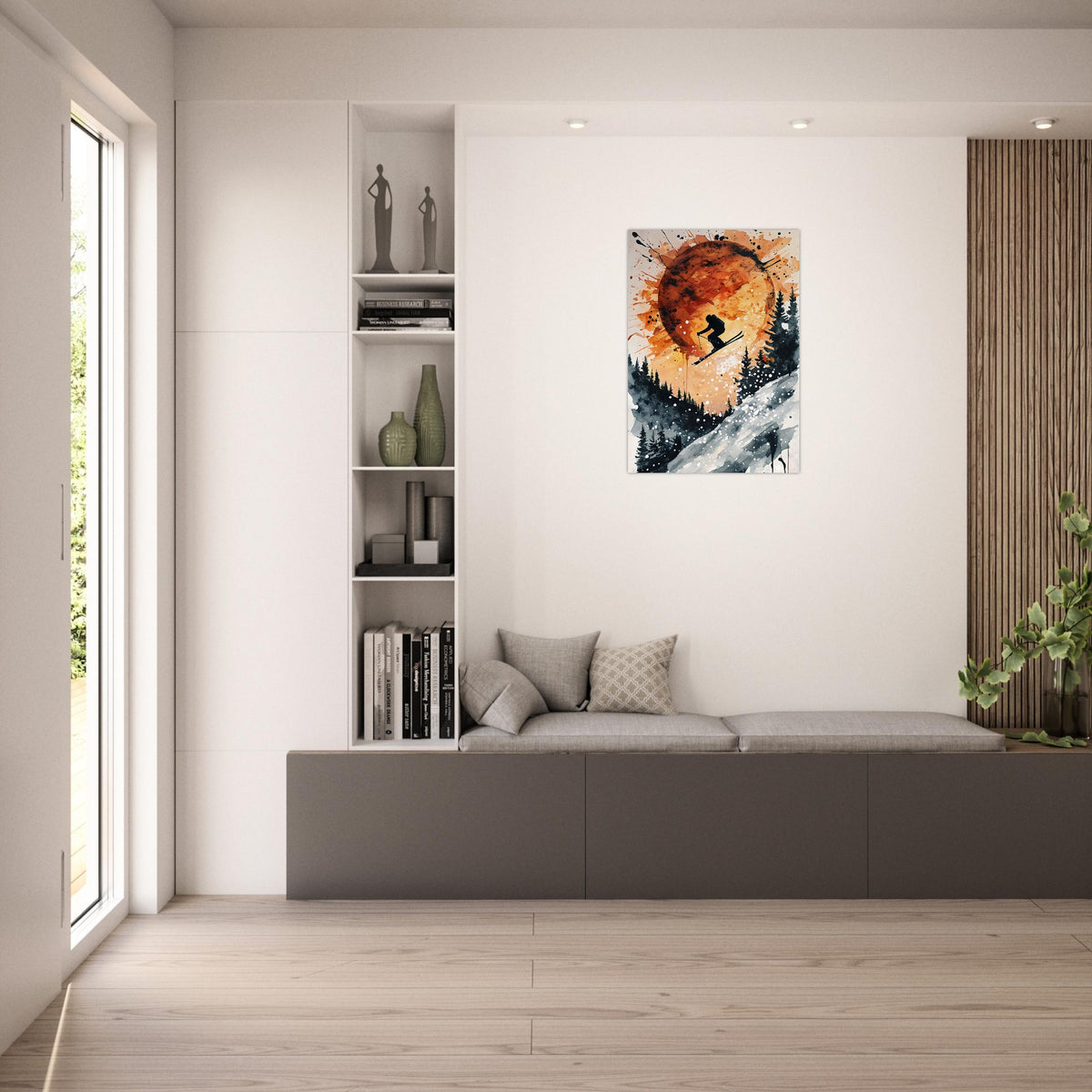 Sunset Ski Jump Poster - Abstract Winter Sports Wall Art
