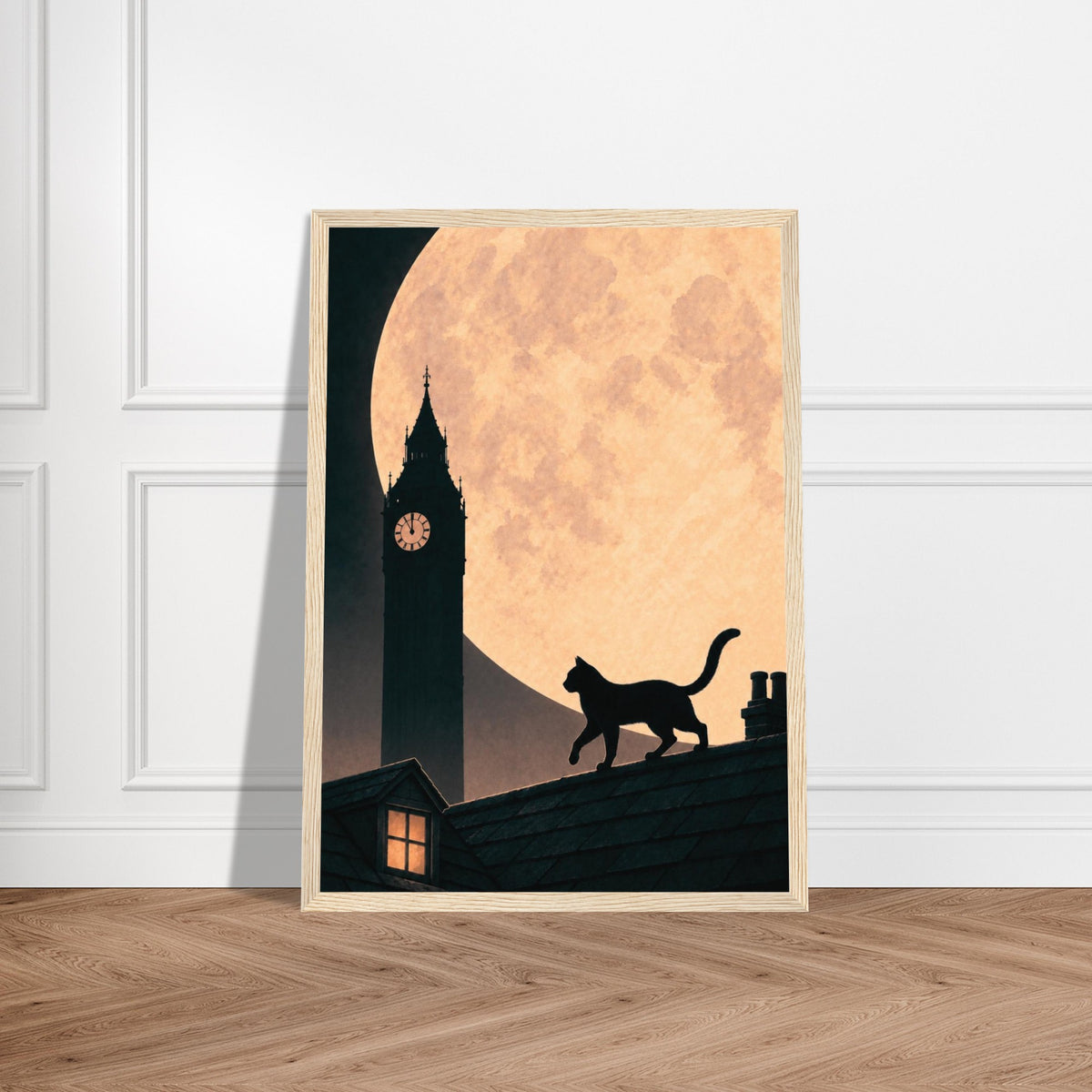 Moonlit cat and Big Ben print