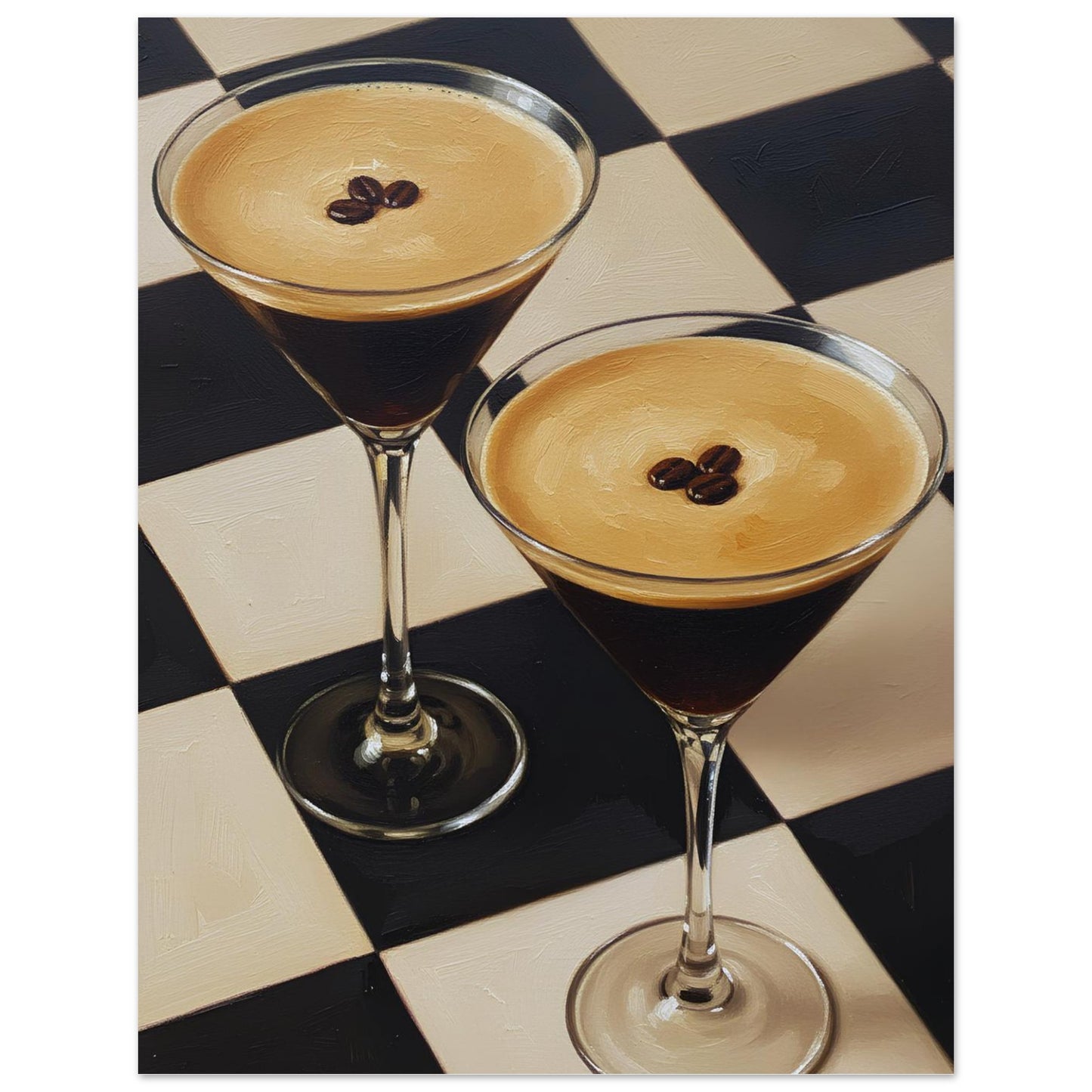 Checkerboard espresso martini print