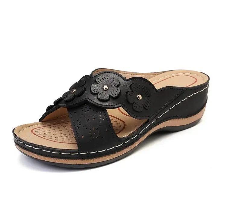 Vintage Floral Beach Sandals – Multicolor Casual Flats