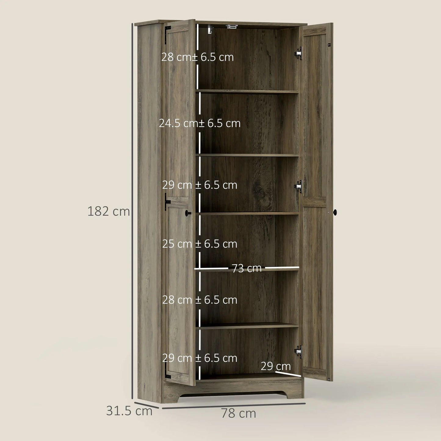 Farmhouse Kitchen Cupboard, Kitchen Cabinet, Grey Wood-Effect