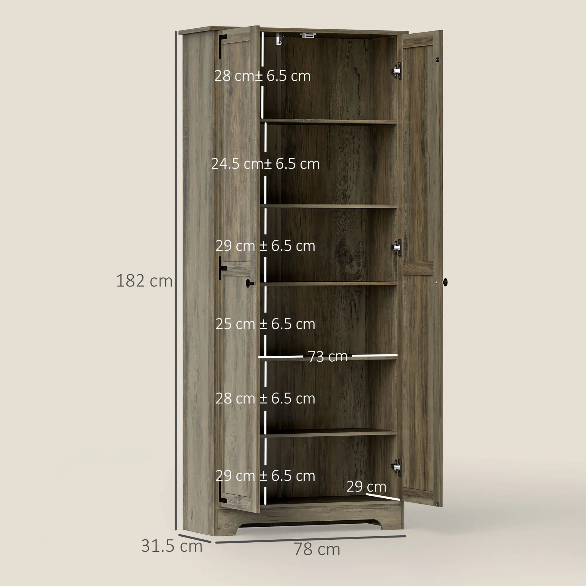 Farmhouse Kitchen Cupboard, Kitchen Cabinet, Grey Wood-Effect