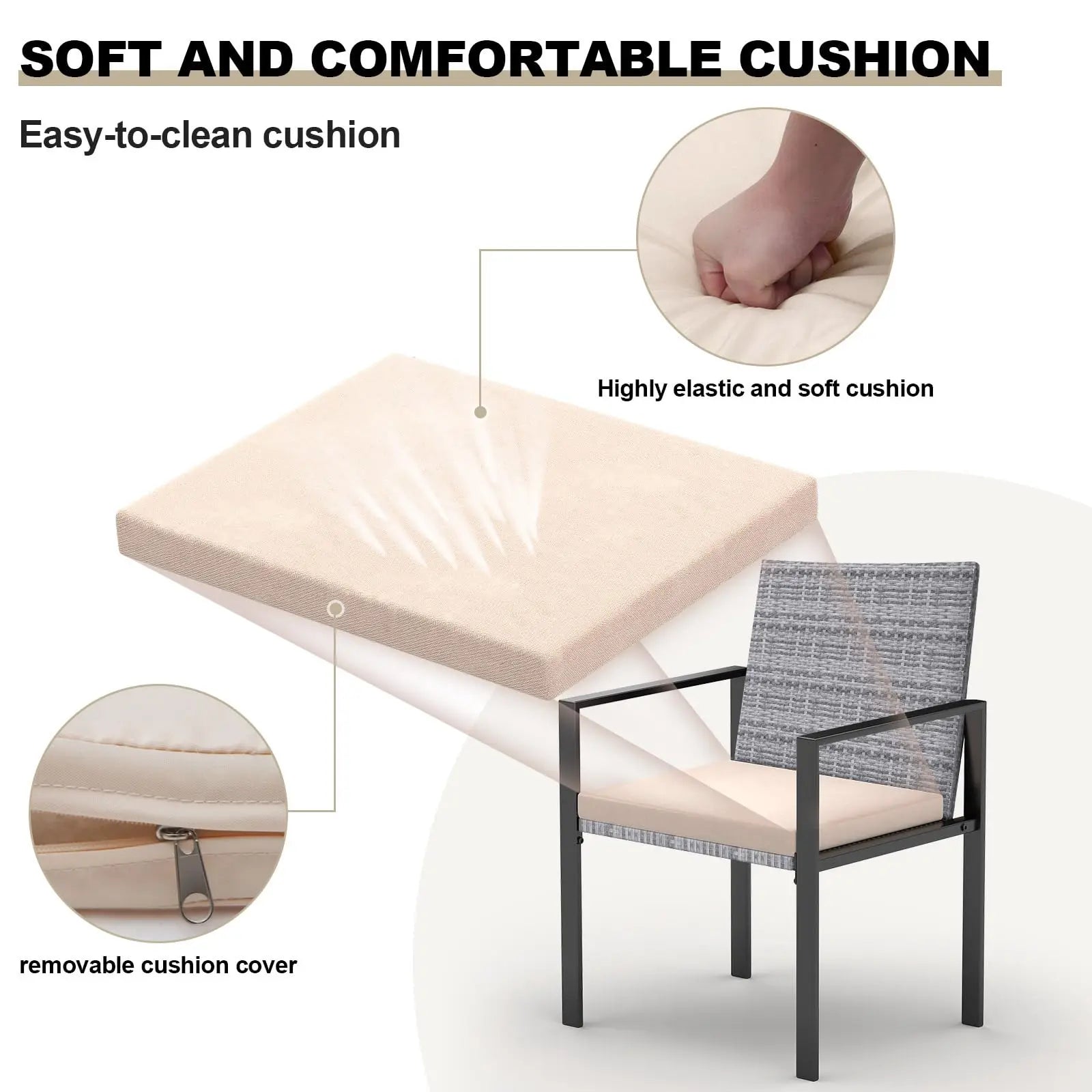 Garden Furniture Set Outdoor Corner Sofa Couch 4Pcs Handwoven Rattan Patio Conversation Set, Cushions and Glass Table