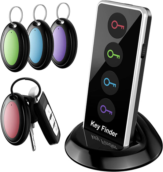 Lost Remote Finder with LED Light - 131Ft Range Key Locator with 4 Retriever Tags - Making Noise Device for Keys and Remote Control