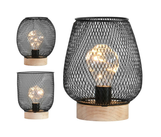 Battery Operated LED Desk Lamp Industrial Retro Light up Bedside Lantern Home