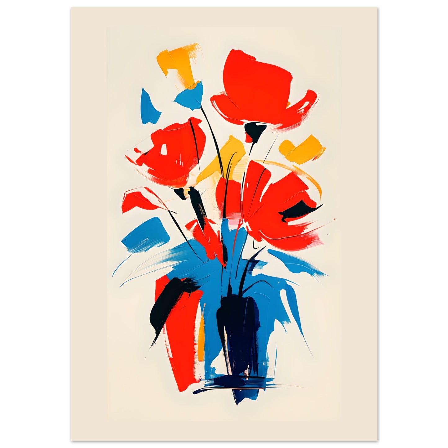 Vibrant Abstract Floral Poster - Colorful Flower Wall Art Print for Home Décor