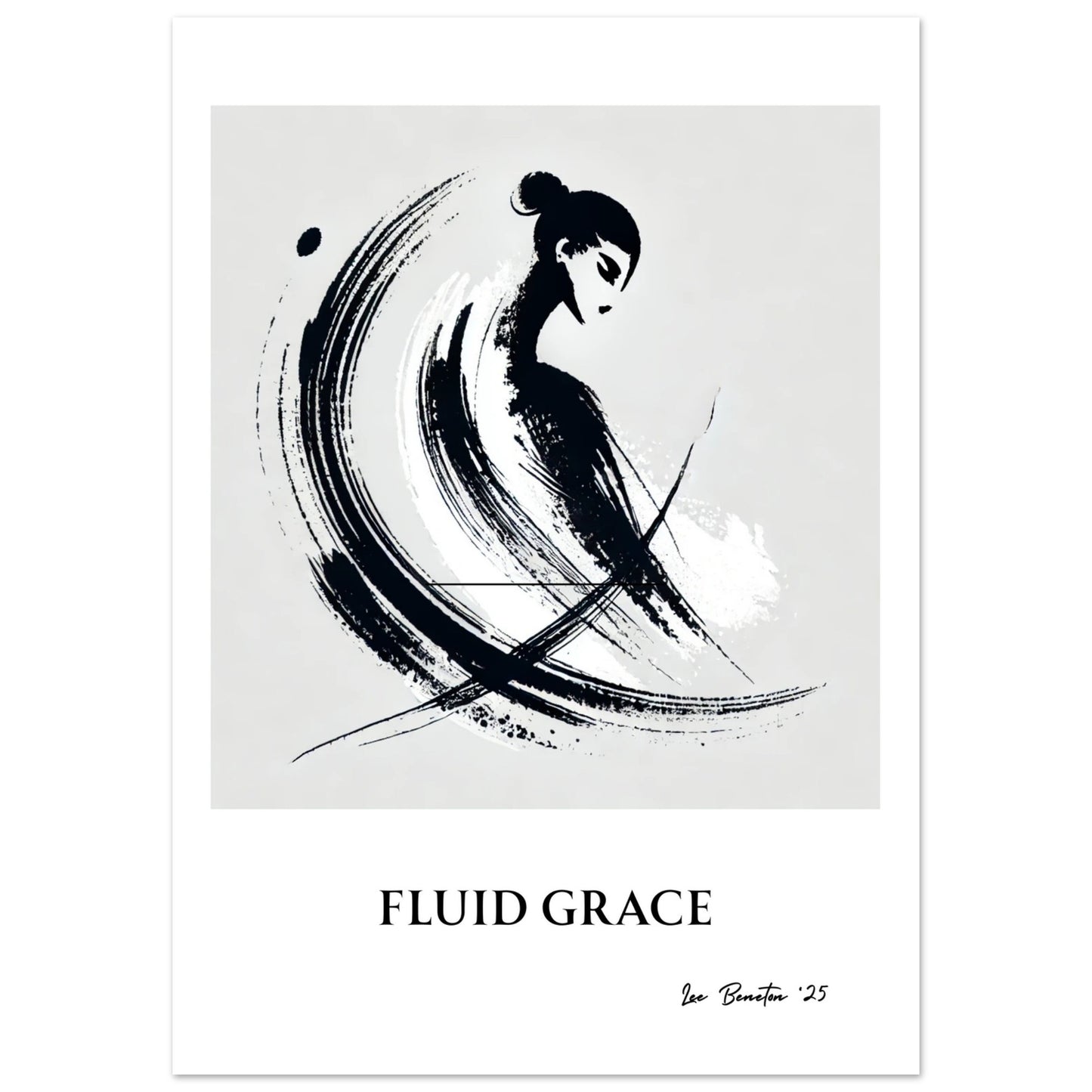 Fluid Grace Poster â€“ Modern Minimalist Ink Brush Stroke Art Poster