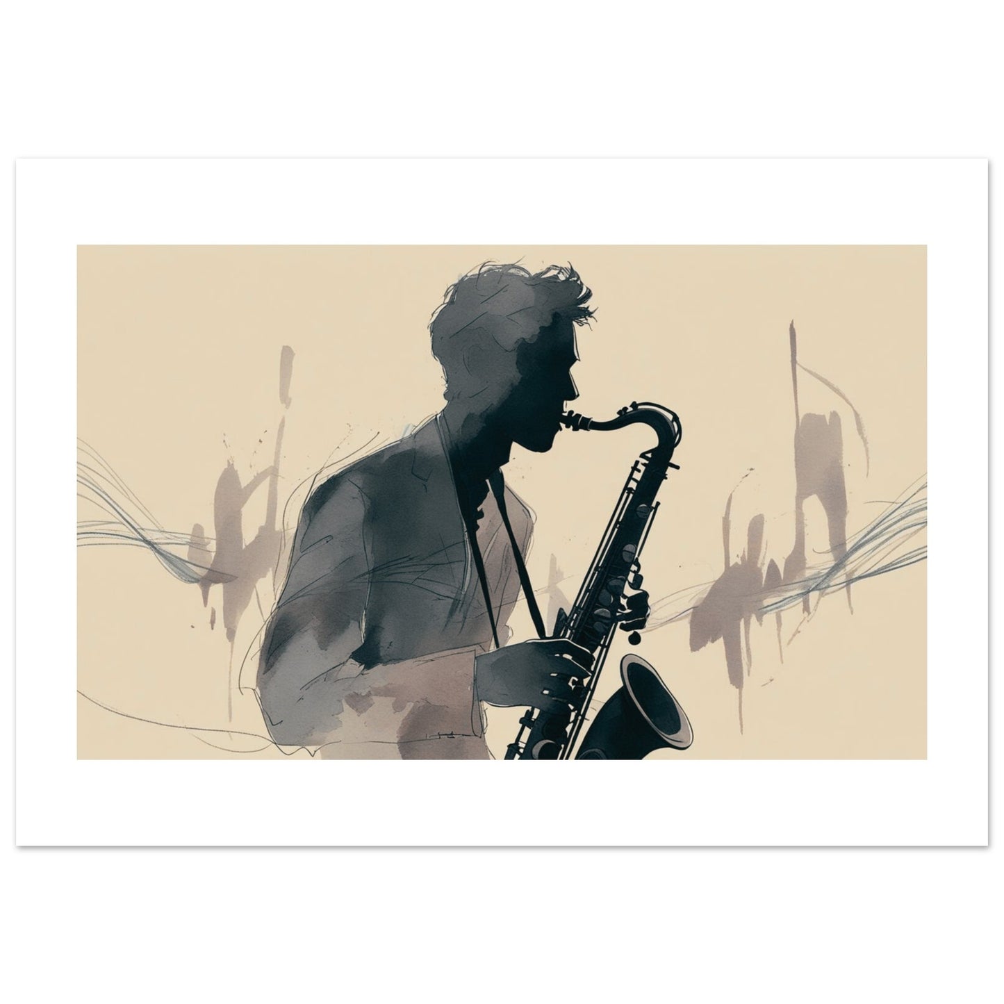 Saxophone Player Wall Art | Abstract Jazz Poster