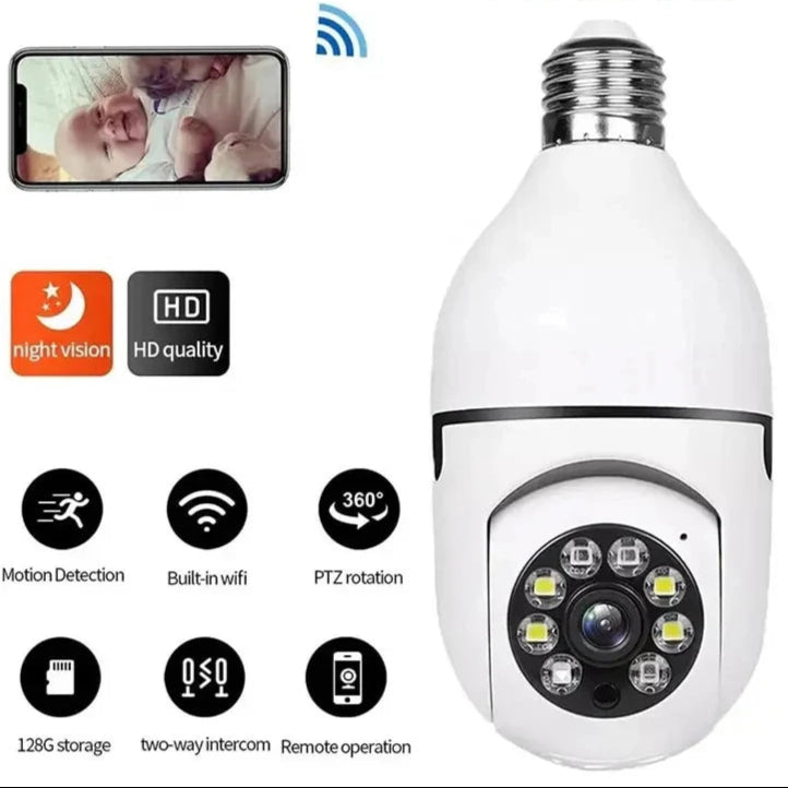 Bulb E27 Surveillance Camera Full Color Night Vision Automatic Human Tracking Zoom Indoor Security Monitor Wifi Camera
