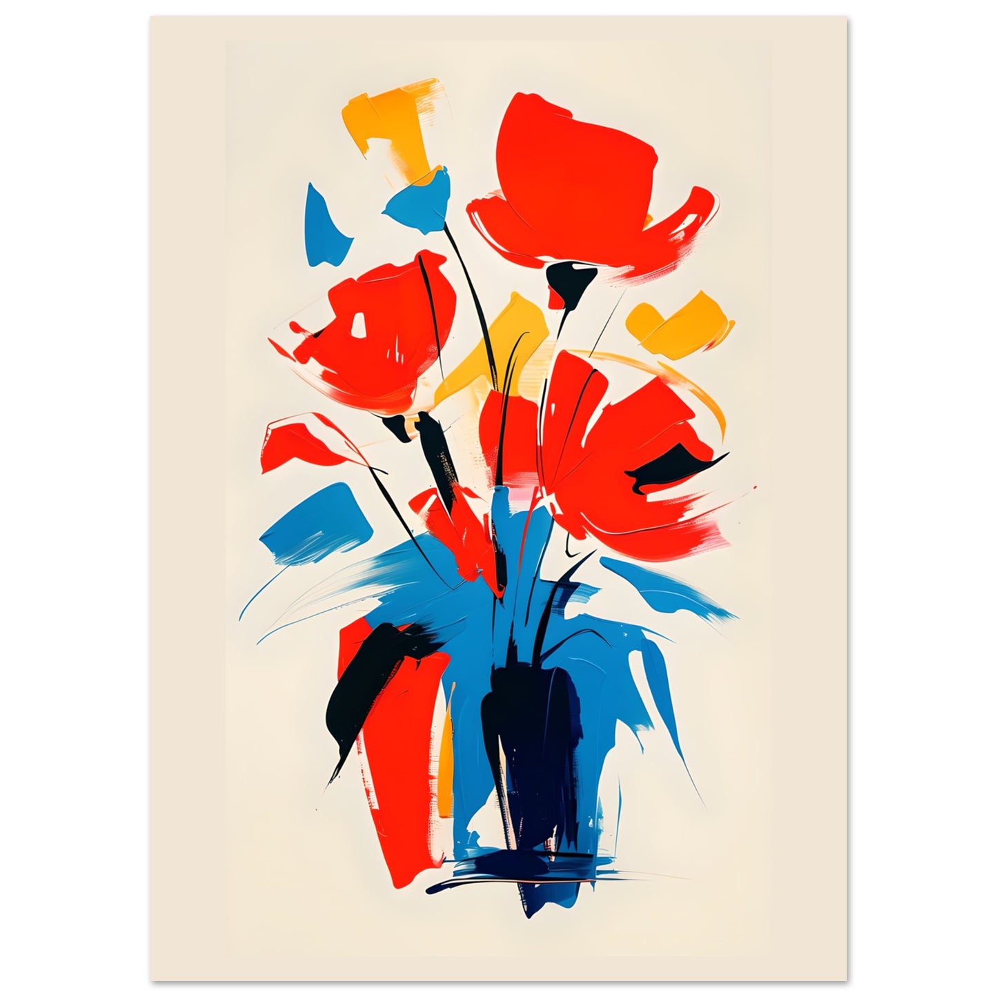 Vibrant Abstract Floral Poster - Colorful Flower Wall Art Print for Home Décor