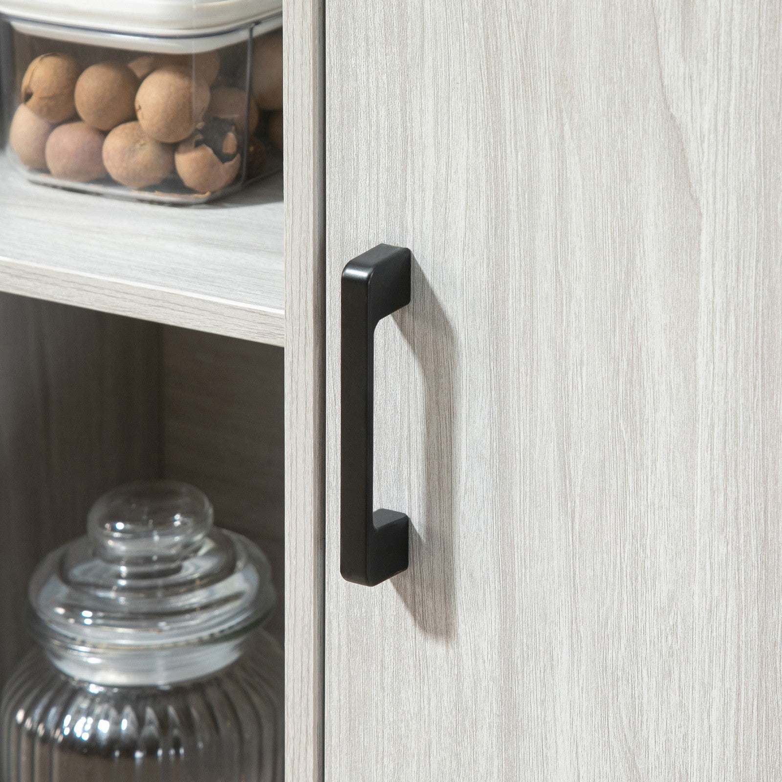 Modern Sideboard, Storage Cabinet with Adjustable Shelves Steel Frame Light Grey