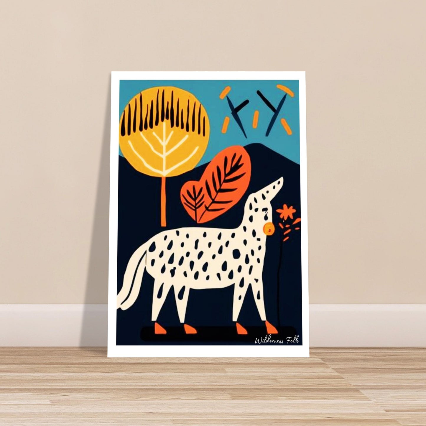 Stylish Folk Art Poster - Modern Animal Illustration - Scandinavian Wall Décor