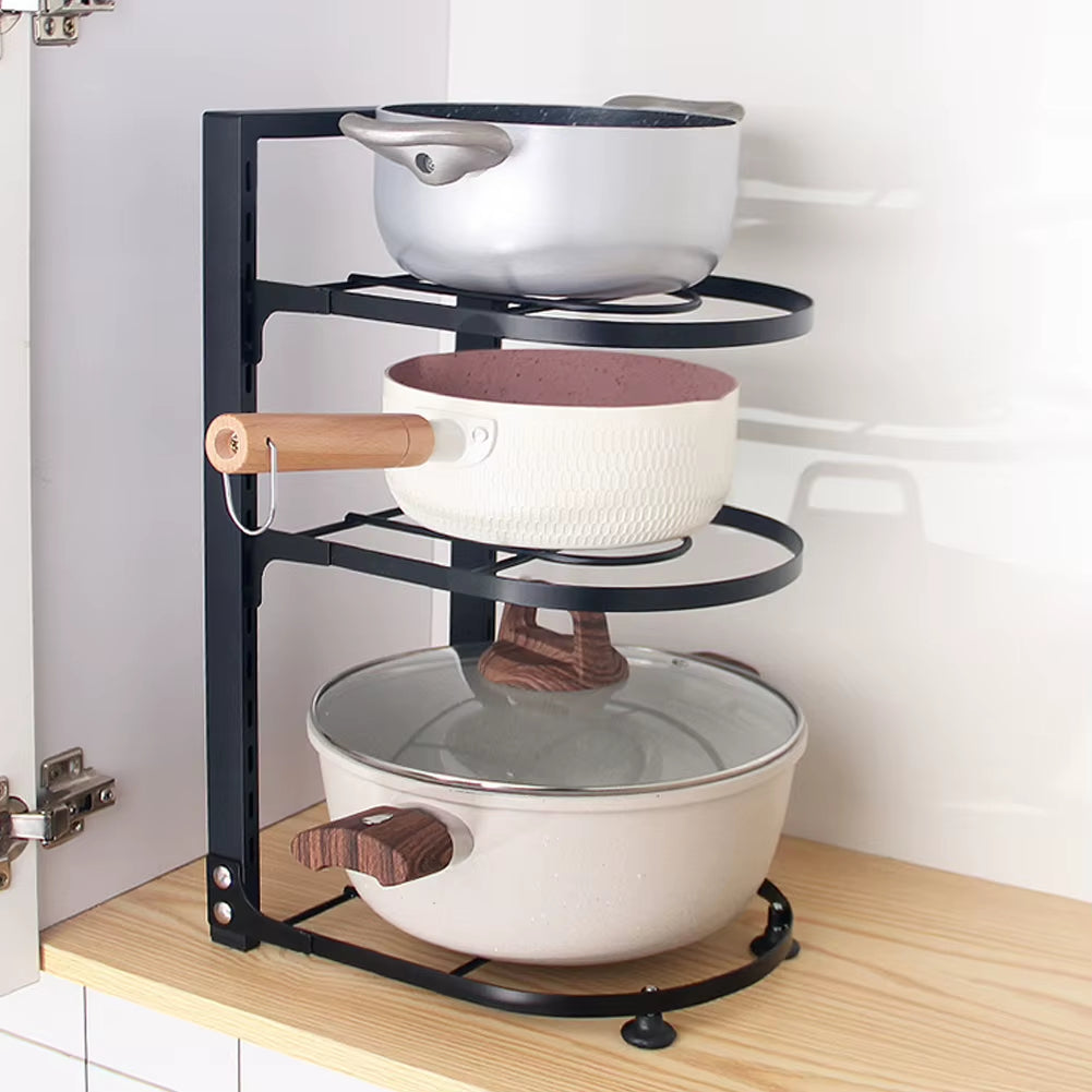 Multi-Tier Adjustable Kitchen Organizer Rack for Pot Pan