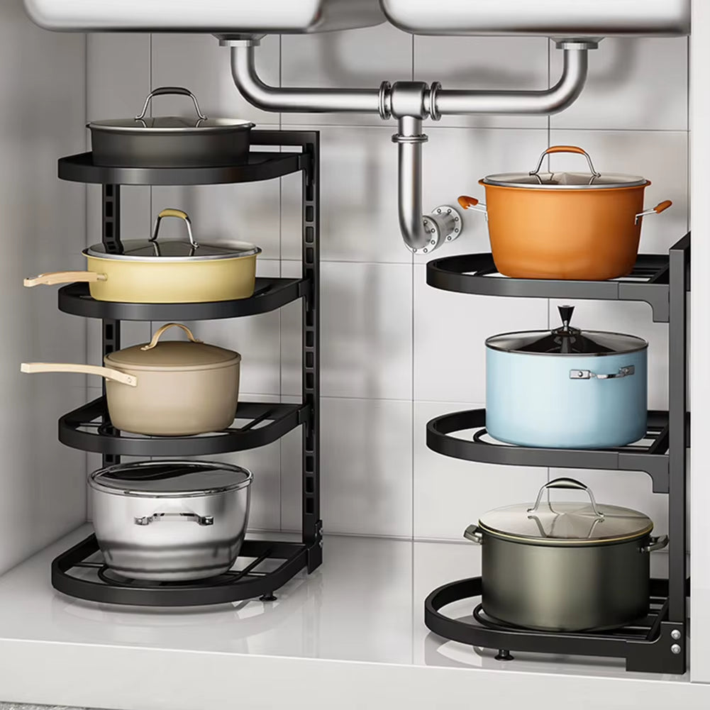 Multi-Tier Adjustable Kitchen Organizer Rack for Pot Pan